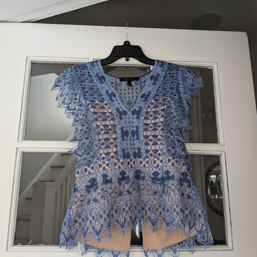 Elegant Blue Lace Women's Top BCBG